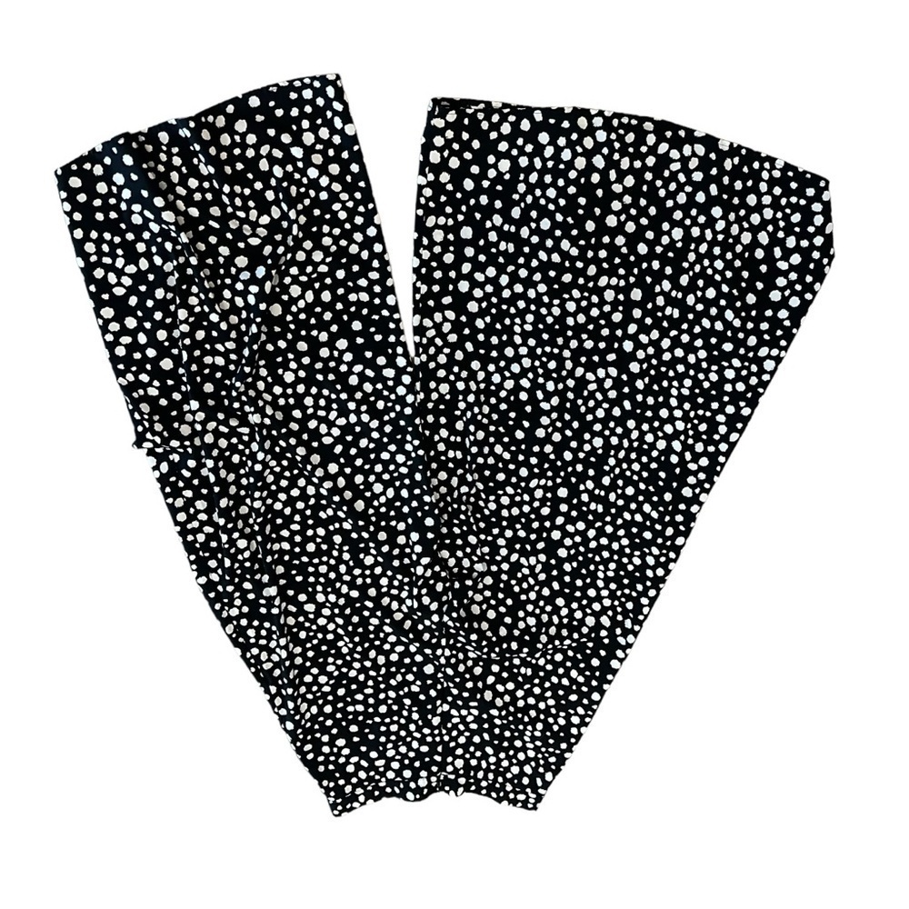 black and white high waisted lightweight super wide leg pants polka dot - Picture 5 of 14
